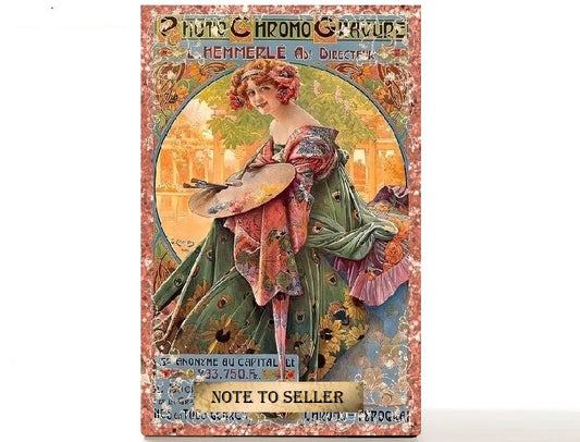 Art Nouveau lady, magnetic makeup palette for single eyeshadows. Gifts for her, Lyon