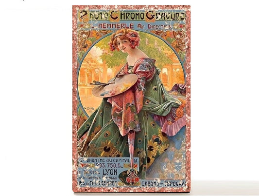 Art Nouveau lady, magnetic makeup palette for single eyeshadows. Gifts for her, Lyon