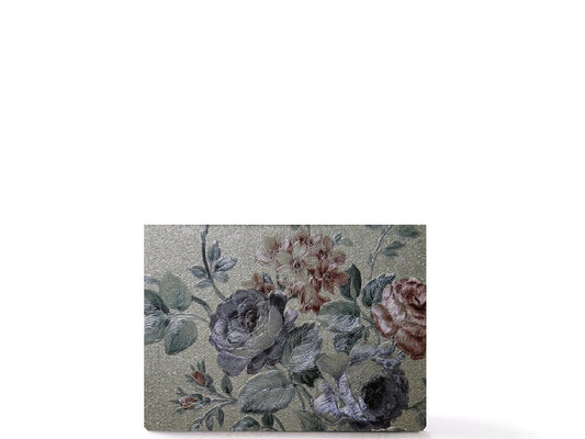 Satin nature flower travel makeup palette, modern silver box for organized makeup collection. Ofelia