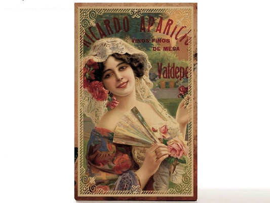 Vintage winery advertisement, custom magnetic empty makeup palette gift for her - Valdepeñas, Madrid.