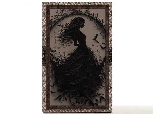 Gothic Halloween paper art, custom magnetic empty makeup palette gift for her - Black Widow