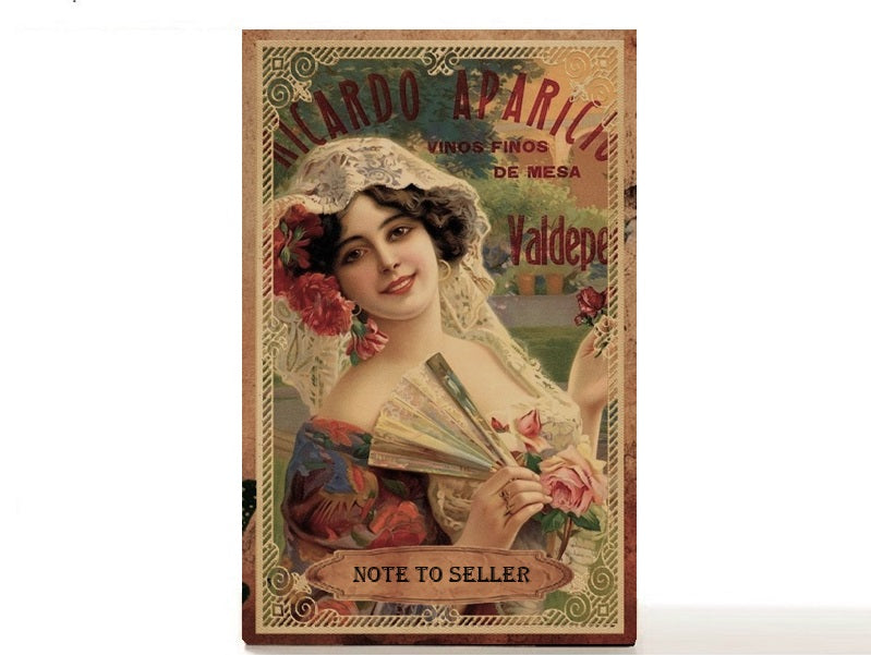 Vintage winery advertisement, custom magnetic empty makeup palette gift for her - Valdepeñas, Madrid.